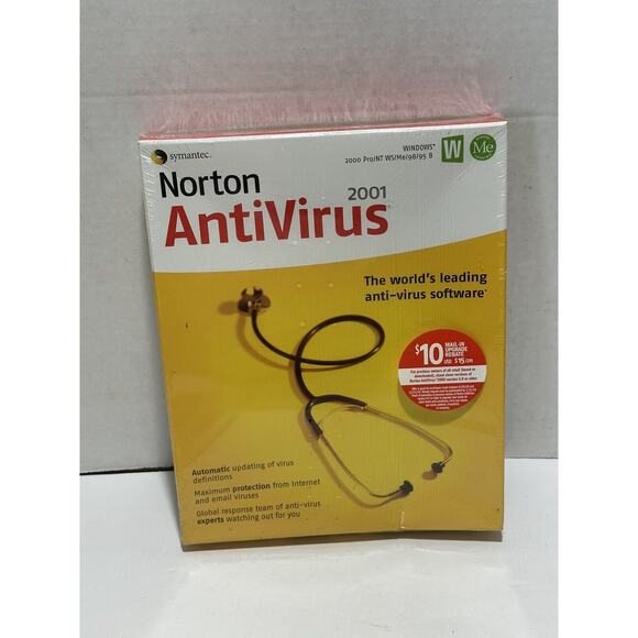 Norton Anti-virus 2001 Edition Big Box Windows 95/98/ Pro ME 2000 CD Rom Sealed! - Picture 1 of 7
